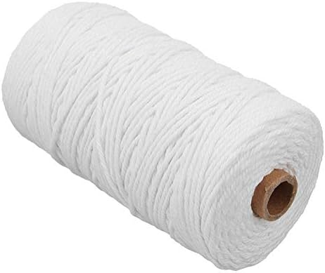 Natural Handmade Cotton Cord Macrame Yarn Rope DIY Wall Hanging Plant Hanger Craft String Knitting,Curtain Cotton Twisted Cord Rope Crafts Macrame Artisan for Washing Line(3x200m,White)