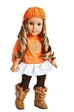 Brittany's Fall Pumpkin Outfit Compatible with American Girl Dolls- 18 Inch Doll Clothes