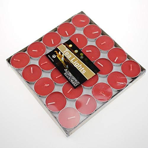 WSen Tea Candles, 50 Bulk Pack, Unscented Smokeless, Centerpiece, Decorative Small Candle, Quality Tealight Candle as Black Friday (Red)