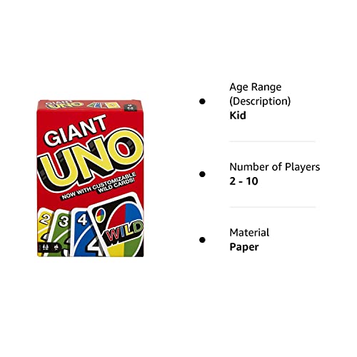 Giant UNO Card Game for Kids, Adults & Family Night, Oversized Cards