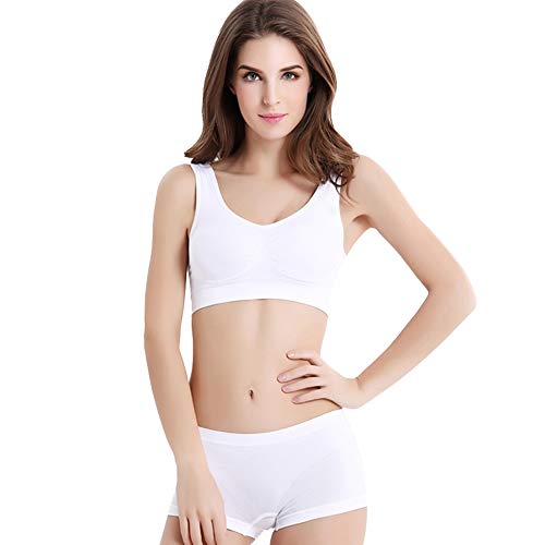 3-Pack Women's Seamless Wireless Sports Bra Genie Sleep Bra with Removable Pads (L)