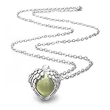 Eudora Harmony Bola Angel Wing Heart Cage Musical Chime 20mm Pendant Necklace,30'' Chain Luminous