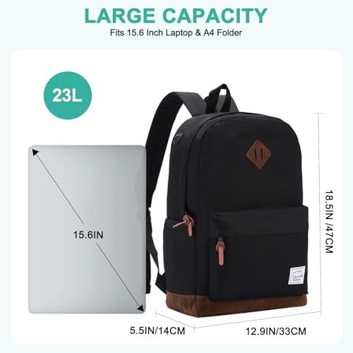 Backpack for Men Women,VASCHY Classic Water-resistant Lightweight Travel School Backpack Casual Daypack
