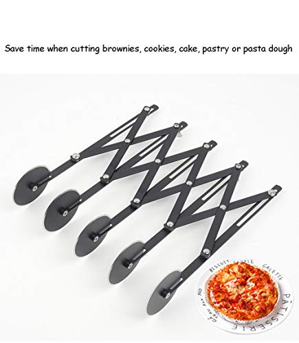 5 Wheel Nonstick Pastry Cutter, Wosoova Stainless Steel Dough Divider Expandable Pizza Slicer Knife, Multi-Wheel Baking Cutter Roller for Brownies, Cookies, Cake, Pasta Dough - Thumbnail 5