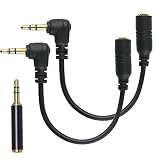 Riqiorod TRRS to TRS Adapter Cable, 2Packs 3.5mm Audio Microphone Cords + 1PC TRRS Female to TRS Male Audio Adapter, for DSLR Camera, PC, Laptop, and iPhone, Android, Samsung, Windows Smartphone (RC3)