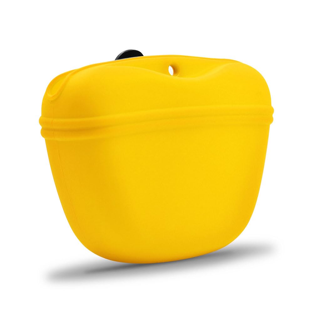 AUDWUD Silicone Dog Treat Pouch,Clip on Portable Training Container,Convenient Magnetic Buckle Closing and Waist Clip,No BPA