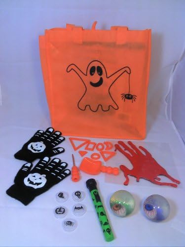Kids Halloween Fun Kit โ Halloween Gloves โ Halloween Eyeball and Spooky Halloween Projector Lights โ Gel Clings Zombie Blood Window Stickers โ Halloween Lighting and Lights Show โ Decorations Pumpkins Crafts โ Window Decorations โ Storage Tote with Warranty