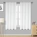 DWCN White Faux Linen Sheer Curtains - Textured Semi Voile Bedroom and Living Room Curtains, Set of 2 Rod Pocket Curtain Panels, 52 x 63 Inch Length
