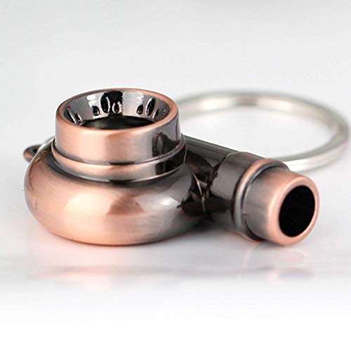 Ispeedytech 2Pcs Spinning Turbo Keychain,Make Whistle Sound,Auto Part Model Metal Keychain/Key Ring/Holder Set (Bronze Color)