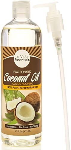 Fractionated Coconut Oil - with Pump - (Liquid) 16 Oz ★ 100% Pure Therapeutic Grade ★ Carrier Oil for Essential Oils, Aromatherapy, Massage ★ Fragrance Free, Non-Greasy, Non-Staining, Hexane-Free ★ Soothing Skin &amp; Hair Moisturizer ★ Recipe E-Book ★ 100% Money Back Guarantee