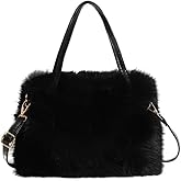 Ulisty Women Small Faux Fox Fur Tote Bag Mini Furry Top Handle Bag Plush Shoulder Bag Crossbody Bag Handbag
