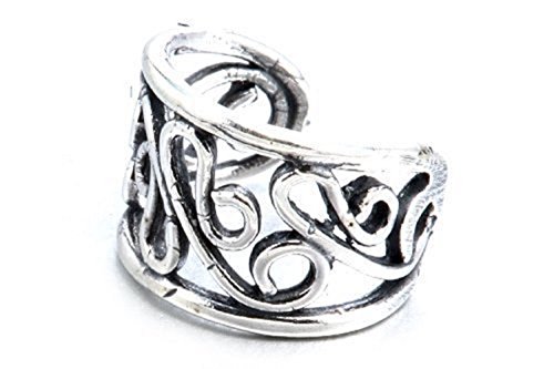 .925 Sterling Silver Oxidized Vines Design Ear Cuff