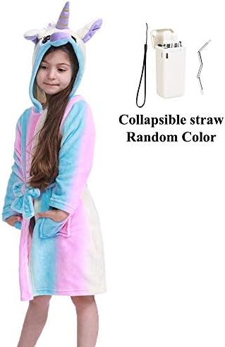 LANTOP Kids Soft Bathrobe Comfy Unicorn Gift Flannel Robe Unisex Sleepwear