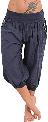 Women Harem Pants TUDUZ Ladies Oversize Casual Loose Hippy Style Wide Leg Pants Plus Size Plain Cotton Linen Baggy Yoga Trousers