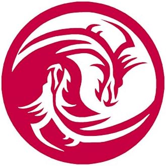 Dragon Yin Yang - Vinyl Decal Sticker - 3.75" x 3.75" - Red
