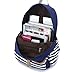Sqodok Canvas Backpack, 14 Inch School Backpack Laptop Bag with USB Charger Port, Striped Travel Daypack School Bookbag for Women, Blue