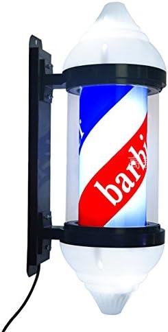 LED Barber Pole Rotating LED Illuminated Red White Blue Stripes Salon Shop Pole Wall Mounted Hairdressing Symbol 60x18x26cm