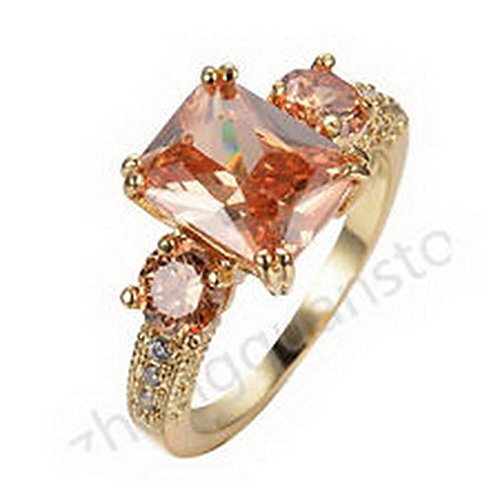 jacob alex ring Jewelry Ring Size6 Champagne Topaz Crystal CZ Women's Yellow Gold Filled Gift