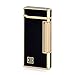 Ultra-thin Flint Wheel Refillable Butane Gas Cigarette Cigar Metal Lighter (Black Gold)
