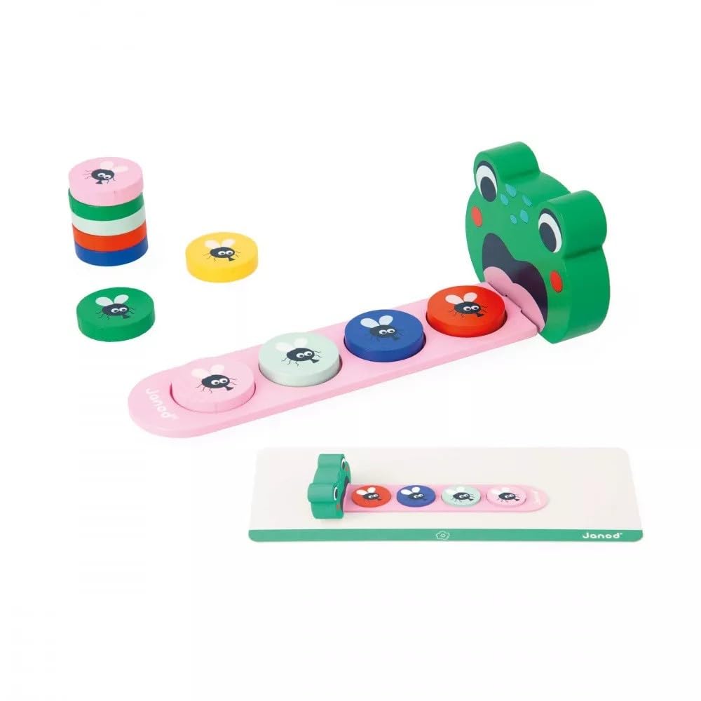 Janod - Pédagogie Range - Frog Algorithms - Learn Colours and Sequences - Children’s Educational Toy - Frog Game - 36 Months +, J05088 — image 1