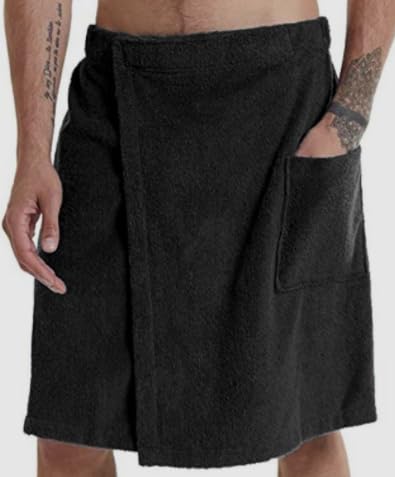JIAHG Mens Bath Towel Wrap with Pocket, Quick Dry Absorbent Bathing Around Wrap Towel Shower Cover up Adjustable Soft Towelling for Gym, Spa, Pool, Home