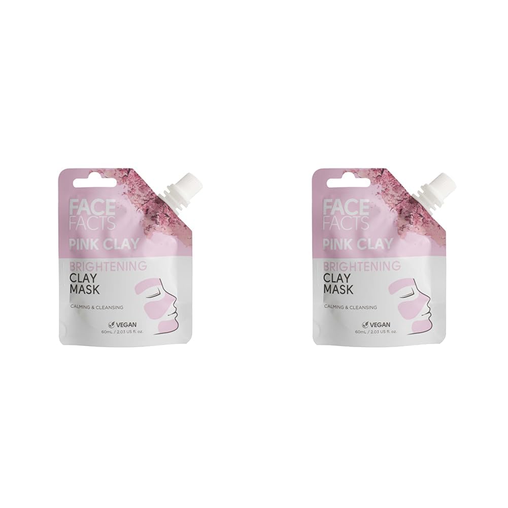 Face Facts Brightening Pink Clay Mask | 3in1 Mask Calms + Cleanses + Smooths | 60ml (Pack of 2)