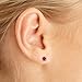 3 mm Petite Round Genuine Garnet Stud Earrings in 14k White Gold