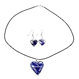 Necklace + Earring - TOOGOO(R)Set Murano Glass Heart Necklace + Earring