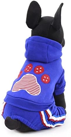 Dog Cold Weather Coat Cotton Four Legs Button Closure Warm Puppy Hoodies for Small and Medium Dog