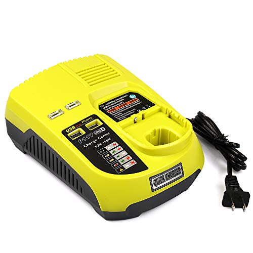 Energy Tech Quick Charge Battery Charger Ryobi P117 With Dual USB Ports