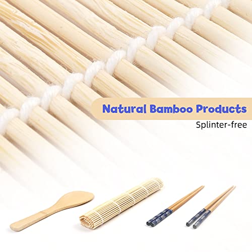 LotFancy Sushi Making Kit, 11 in 1 DIY Sushi Maker for Beginners, includes 1 Bamboo Sushi Rolling Mat, 1 Rice Paddle, 2 Pairs of Chopsticks, 2 Chopsticks Holders, and 5 Rice Molds