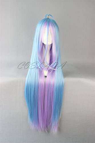 COSPLAZA Long Straight Pink Blue Mixed Anime Cosplay Wigs Halloween Party Hair - Image 2