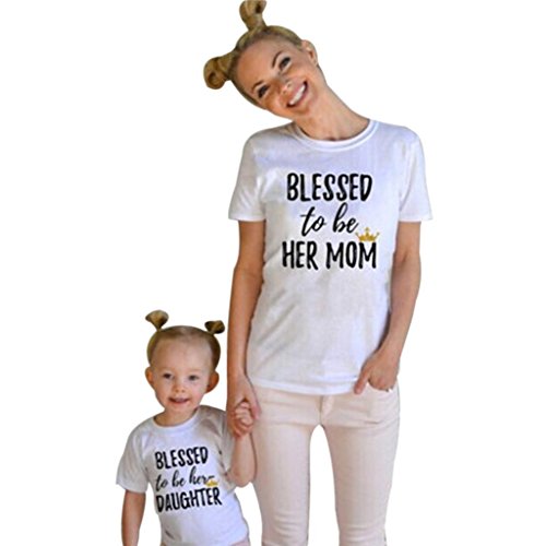 Mommy and Me, Tenworld Short Sleeve Mother Daughter Matching T-shirt Tops (L, Mom White)