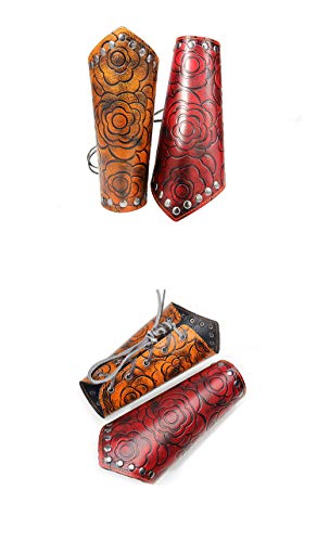 VolksRose Leather Archery Arm Guard, Adjustable Hunting Shooting Arm Guard, Bracers Leather Arm Armor Guard Medieval Rivet Style Armor Costume Traditional Archery Protective Gear, 1 Piece #5 - Thumbnail 4