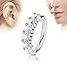 NiceShopping Small Thin Silver 5 Crystals Rhinestone Stainless Steel Nose Hoop Ring 18g(1mm)