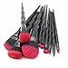 MARIAHANAN 10pcs makeup brush set rainbow face & eye Diamond professional make up brush kit tools Black Red