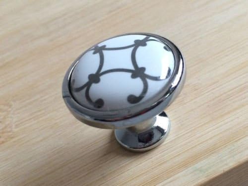 Cabinet Pull Antique, Cabinet Pulls Knob 3" Silver White Drawer Knob Dresser Pull Kitchen Cabinet Door Handles Ceramic, Material zinc alloy / ceramic (Knob)