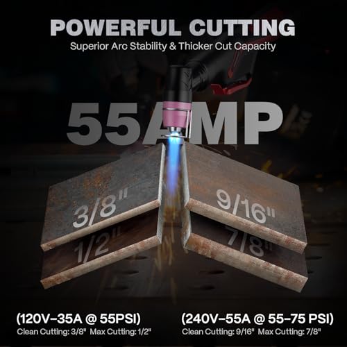 ARCCAPTAIN iControl CUT55 Prolux Plasma Cutter Machine, [APP Control] 55 Amp Non-Touch Pilot Arc, 120V/240V, Upgraded LED Display, Grid Cutting, Rust Removal, Air Pressure Detection for Home DIY