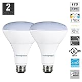 Honeywell B306527HB223 Twin Value Pack 2 LED Dimmable Light Bulbs - 65 Watt Equivalent Bulb Soft White Light - Uses Only 11 Watts BR30 Bulged Reflector For 110-Degree Beam Angle