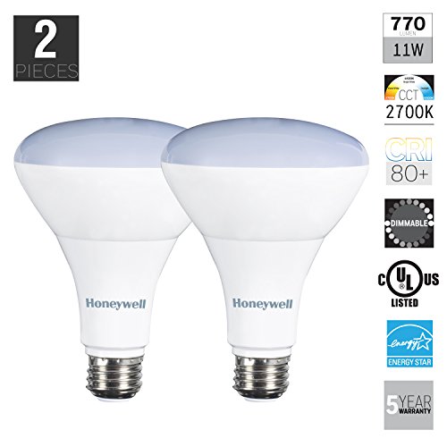 Honeywell B306527HB223 Twin Value Pack 2 LED Dimmable Light Bulbs - 65 Watt Equivalent Bulb Soft White Light - Uses Only 11 Watts BR30 Bulged Reflector For 110-Degree Beam Angle