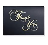 Nakanda Thank You Cards, Pack of 100 Bulk Thank You Notes with Self Seal Envelopes for Weddings, Business, Bridal & Baby Showers, 5.8 x 4.1 inches Personalized Greeting Cards (Black & Gold)
