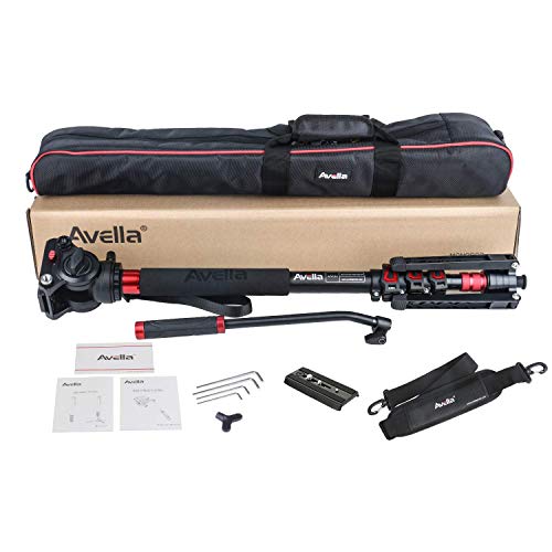 Avella AD324 Aluminum Video Monopod Kit, with Fluid Head and Removable feet, 71 Inch Max Load 13.2 LB for DSLR and Video Cameras