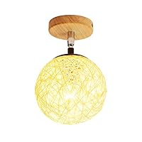 Rattan Ball Ceiling Light,Lighting Angle Adjustable Mini Globe Semi Flush Mount Light Fixture Rattan Shade Bring Soft Light Perfect for Baby Room Bedroom Hallway Stairway