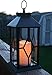BANBERRY DESIGNS Decorative Black Lantern - Indoor/Outdoor Lantern with a Flameless LED Pillar Candle and 5 Hour Timer - Outdoor Lighting - 13