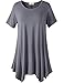 LARACE Lanmo Womens Swing Tunic Tops Loose Fit Comfy Flattering T Shirt (L, Deep Gray)