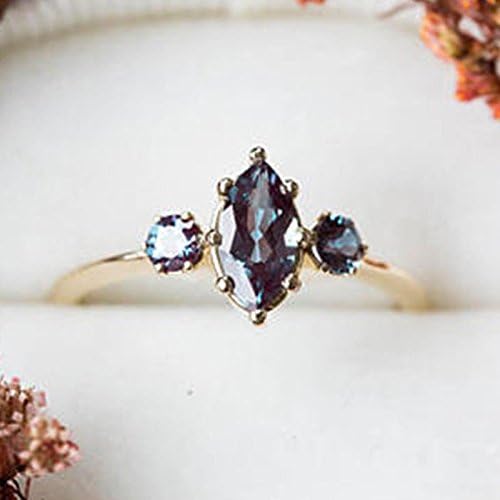 Anna Jewelry Unique Jewelry 18k Yellow Gold Filled Alexandrite Wedding Rings for Women (8)