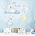 Bunny Animals Wall Stickers Wall Decals for Nursery Decor Lovely Rabbits Easter Holiday Wall Stickers Decor Removable Mural Decals Baby Nursery Kids Room Living Room Wall Decor Nursery Wallpaper