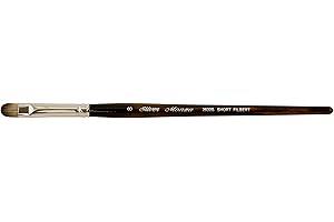 Silver Brush Limited 2632S-8 Monza Short Filbert Paintbrush for Oil, Acrylic, and Heavy Body Paints, Size 8, Short Handle