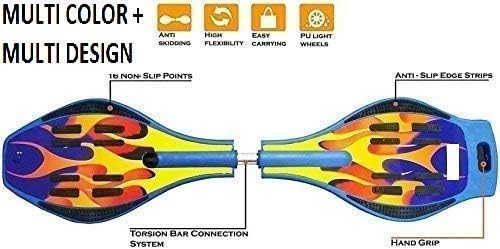 ESnipe Mart Alloy Made Heavy Duty Wave Board, Two Wheel Skate Board with 360 Degree Rotating Wheel,Shock Proof Brake with LED Flash Colourful Lights on Wheels. (Upto 90 Kg)(Multi Colour & Design)