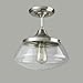 CLAXY Modern Schoolhouse Ceiling Light Brushed Nickel Semi-Flush Mount Light Fixture